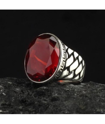 Bague Vintage Argent Pierre Rouge français