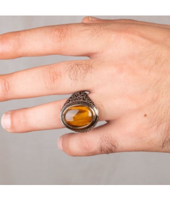 Bague Avec Pierre Œil de Tigre Ovale l'évolution des habitudes 