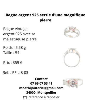 Bague argent 925 sertie d'une magnifique pierre Profitez des Offres !