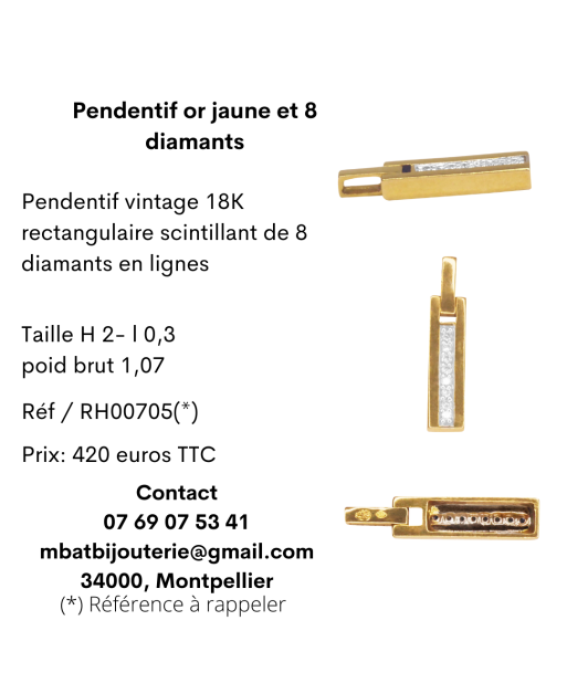 Pendentif or jaune et 8 diamants En savoir plus