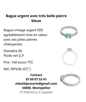 Bague argent avec pierre bleue la colonne vertébrale