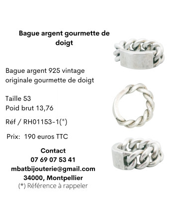 Bague argent 925 gourmette de doigt 50% de réduction en Octobre 2024