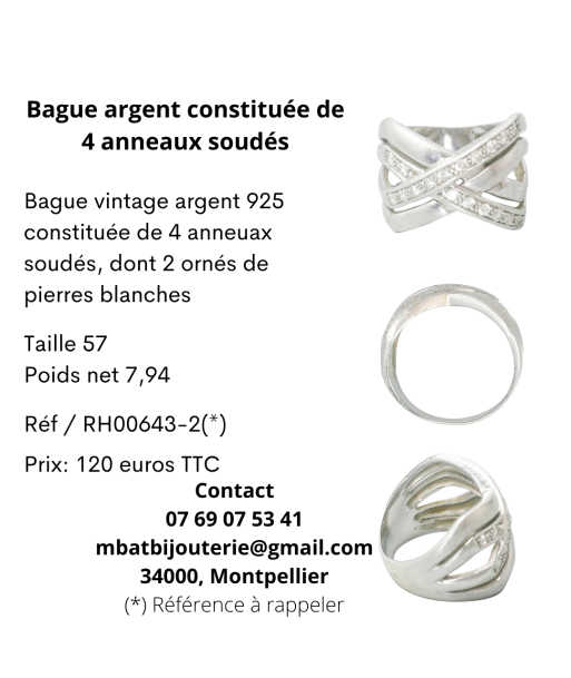 Bague argent constituée de 4 anneaux soudés Amélioration de cerveau avec