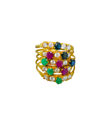 Bague or jaune 750, 5 anneaux ornés d'une mosaïque de 16 diamants À commander