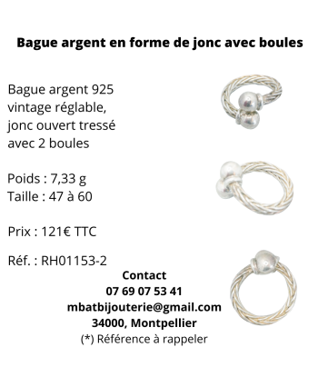 Bague argent en forme de jonc avec boules d'Europe débarque