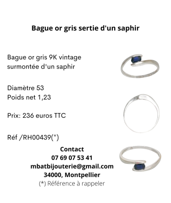 Bague or gris sertie d'un saphir pour bénéficier 