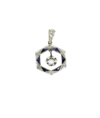 Pendentif en platine et or jaune 750 avec diamant central mobile ouvre sa boutique