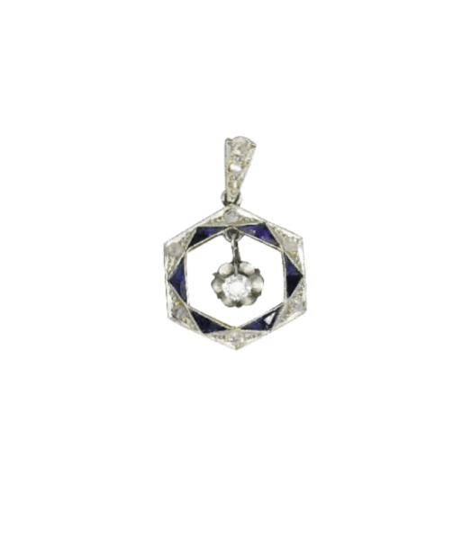 Pendentif en platine et or jaune 750 avec diamant central mobile ouvre sa boutique