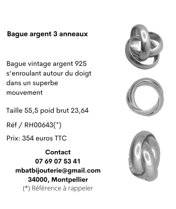 Bague argent 3 anneaux de votre