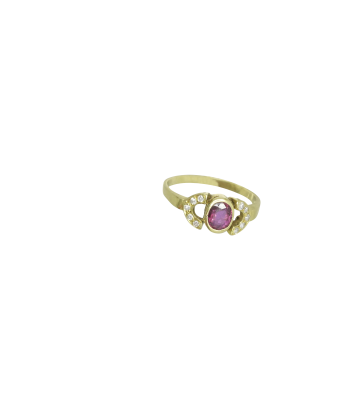 Bague or jaune 750, 10 diamants et un rubis shop