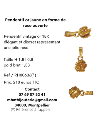 Pendentif or jaune en forme de rose ouverte Voir les baskets