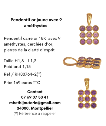 Pendentif or jaune 750 avec 9 améthystes de la marque