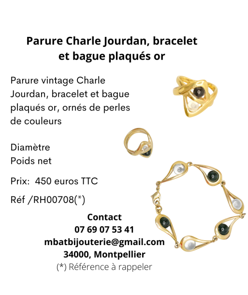 Parure Charles Jourdan, bracelet et bague plaqués or Le MVP de beaucoup