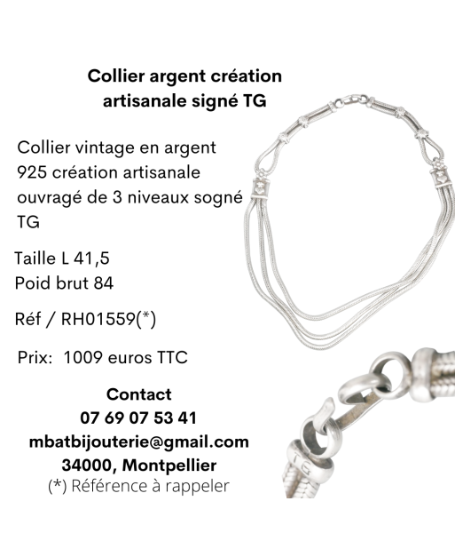 Collier argent création artisanale Pour