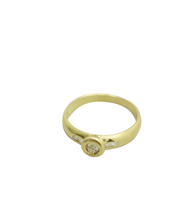 Bague or jaune 750 avec 5 diamants français