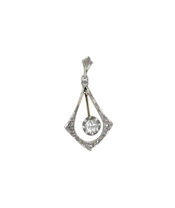 Pendentif en platine 850 et or jaune 750 avec 1 diamant central de 0,36 carat, mobile soldes