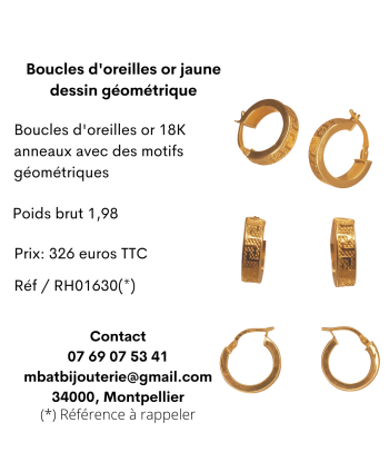 Boucles d'oreille or jaune 750 dessin géométrique de France