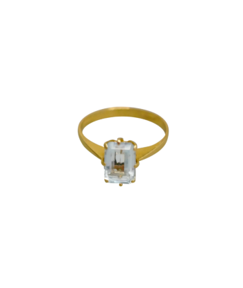 Bague or jaune 750 ornée d'une aigue marine carrée acheter en ligne