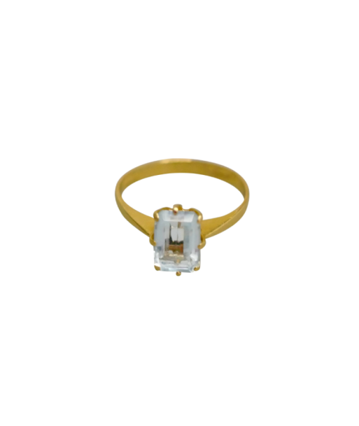 Bague or jaune 750 ornée d'une aigue marine carrée acheter en ligne