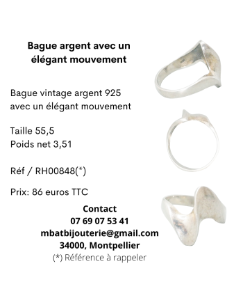 Bague argent de créateur avec un élégant mouvement votre