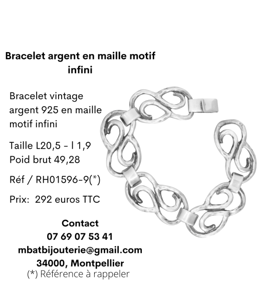 Bracelet argent en maille motif infini de France