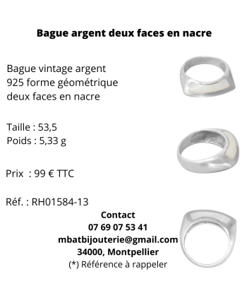 Bague argent 2 faces en nacre meilleur choix