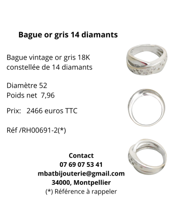 Bague or gris 750 14 diamants de l' environnement