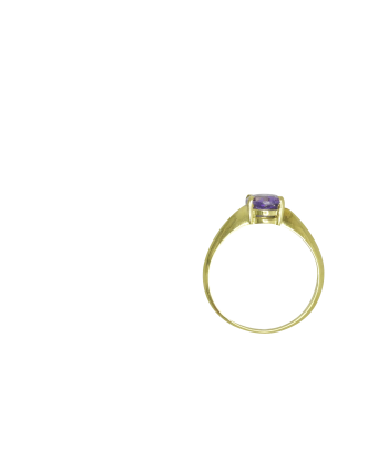 Bague or jaune 750 montée d'une améthyste taille ovale pas cher