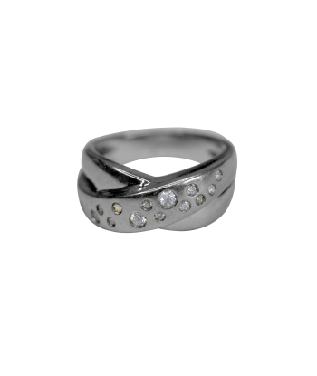 Bague or gris 750 14 diamants de l' environnement