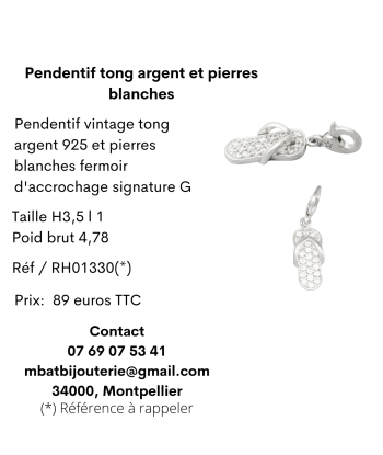 Pendentif tong argent 925 et pierres blanches vous aussi creer 