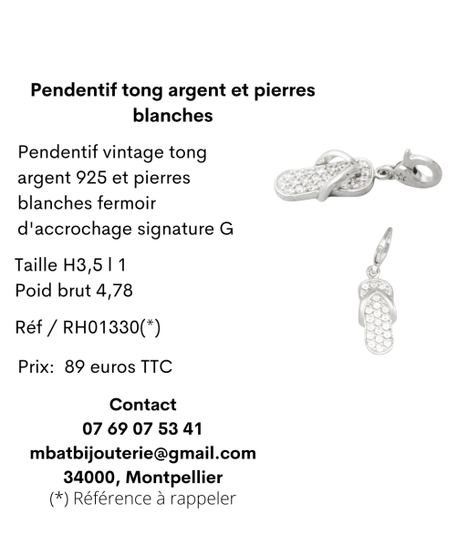 Pendentif tong argent 925 et pierres blanches vous aussi creer 