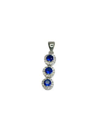 Pendentif argent serti de pierres blanches et bleues 2024