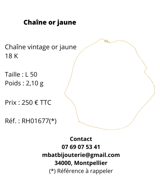 Chaîne or jaune 750 d'Europe débarque