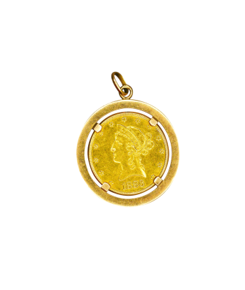 Pendentif or jaune 750 avec pièce de 10$ de 1886 Voir les baskets