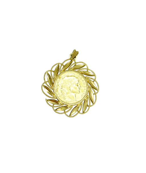 Pendentif or jaune pièce de 20fr coq Marianne pour bénéficier 