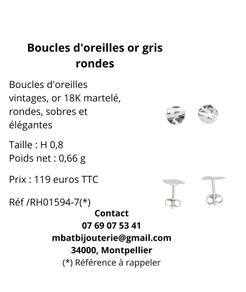 Boucles d'oreille or gris 750 rondes 2024