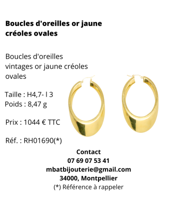 Boucles d'oreille or jaune 750 créoles ovales online