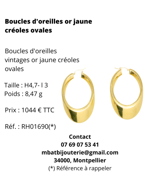 Boucles d'oreille or jaune 750 créoles ovales online