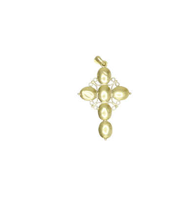 Pendentif or jaune 750 croix avec 6 grenats pas cher 