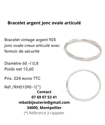 Bracelet argent 925 jonc ovale articulé france