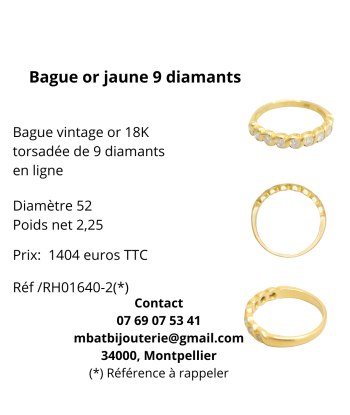 Bague or jaune 750, 9 diamants Les magasins à Paris