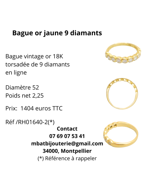 Bague or jaune 750, 9 diamants Les magasins à Paris