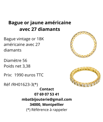 Bague or jaune américaine avec 27 diamants Dans la société mordern