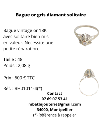 Bague or gris diamant solitaire Les magasins à Paris et en Île-de-France