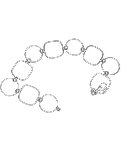 Bracelet argent alternant des carrés et des ronds paiement sécurisé