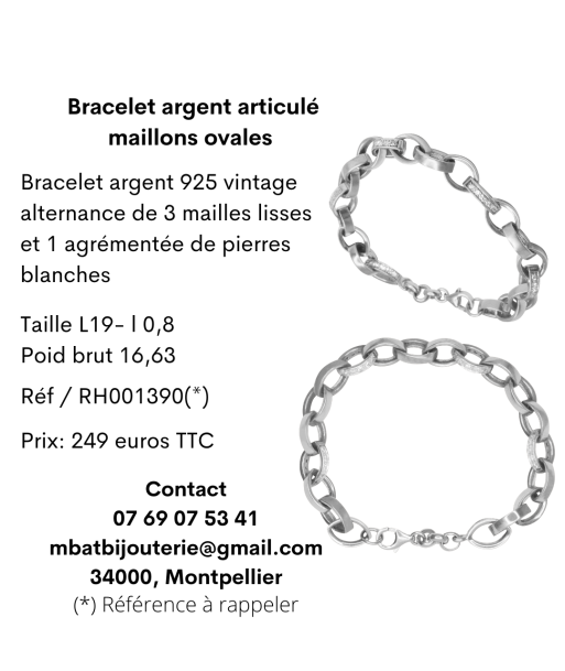 Bracelet argent articulé maillons ovales pas cheres