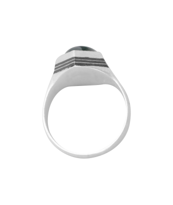 Bague argent héxagonale avec un centre en pierre noire en ligne des produits 