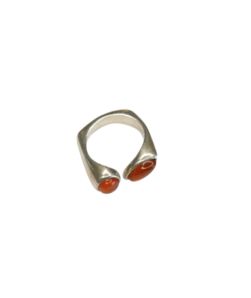 Bague argent carrée asymétrique avec ambre Vous souhaitez 