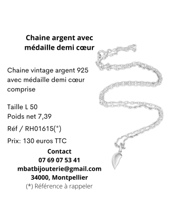 Chaîne argent avec médaille demi coeur Le MVP de beaucoup