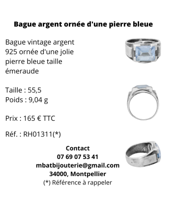 Bague argent ornée d'une pierre bleue du meilleur 